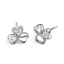 Tres-Leaf Clover Amistad Amor Familia 925 Pendientes de Plata